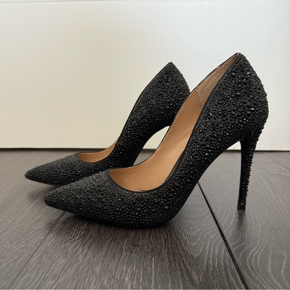 Steve Madden Women's Classie Pointed-Toe Rhinestone Stiletto Pumps in Black